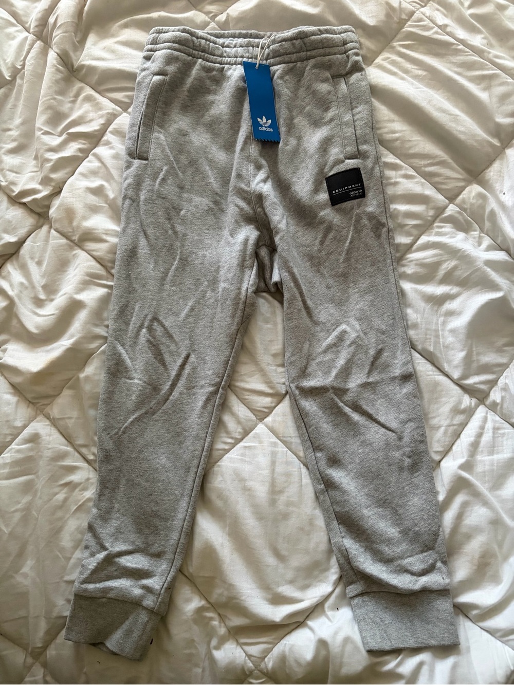 adidas Gray Kids Fleece Joggers with Logo Patch